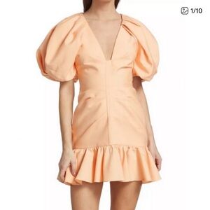 Acler Peach Puff Sleeve Mini Dress